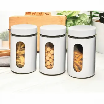 Set de borcane de depozitare Tadar Prato White 3pcs