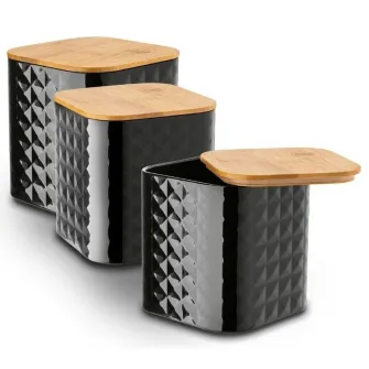 Set de containere Tadar Geometric Black 3pcs