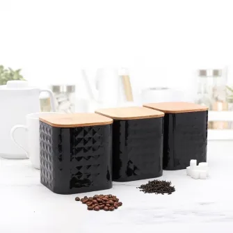 Set de containere Tadar Geometric Black 3pcs
