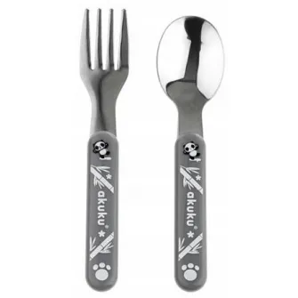 Set lingurita cu furculita Akuku A0100 Grey