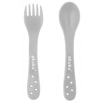 Set lingurita si furculita Akuku A0073 Grey