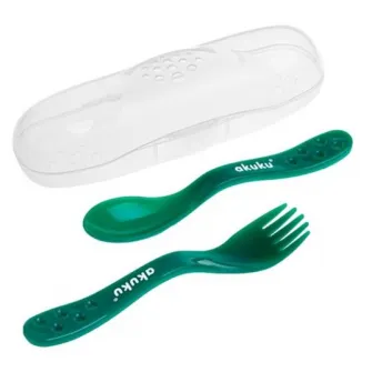 Set lingurita si furculita Akuku A0074 Green