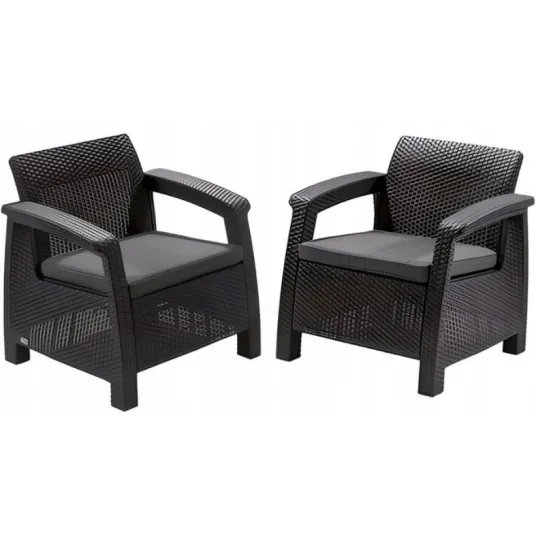 Set mobila de gradina Keter Corfu II Duo Set Graphite/Coolgrey (258976)