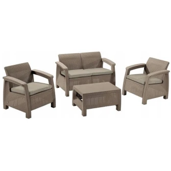 Set mobila de gradina Keter Corfu Set Cappuccino/Sand
