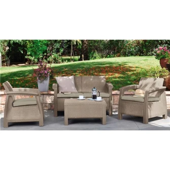 Set mobila de gradina Keter Corfu Set Cappuccino/Sand