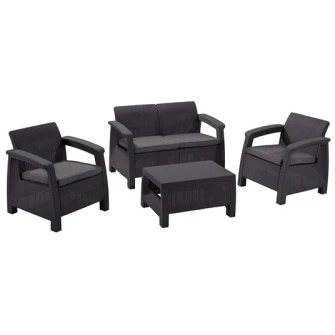 Set mobila de gradina Keter Corfu Set Graphite/Gray