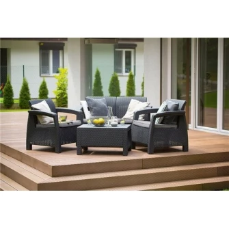 Set mobila de gradina Keter Corfu Set Graphite/Gray