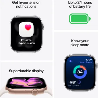 Apple Watch 11, Carcasa Silver Aluminium 42mm, Purple Fog Sport Band