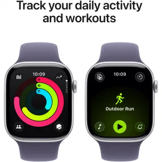 Apple Watch 11, Carcasa Silver Aluminium 46mm, Purple Fog Sport Band