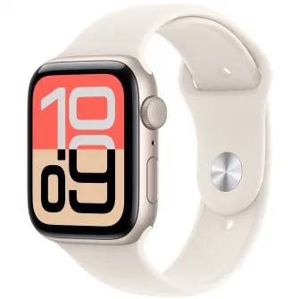 Apple Watch SE 3, Carcasa Starlight Aluminium 40mm, Starlight Sport Band
