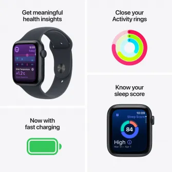 Apple Watch SE 3, Carcasa Starlight Aluminium 40mm, Starlight Sport Band