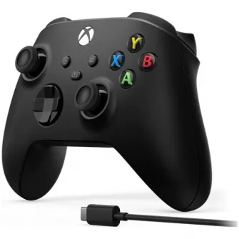 Controller Wireless Microsoft Xbox Series X, Carbon Black + cablu USB Type C