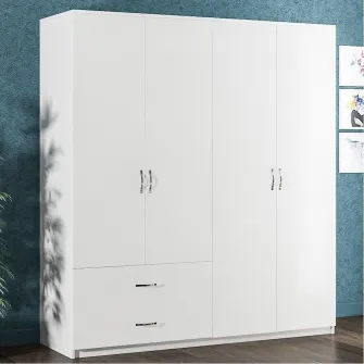 Dulap cu 4 usi si 2 sertare Beta Modella, 135 x 180 x 35 cm, Alb, Pal 18 mm