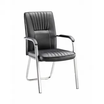 Scaun de birou 4home Essenza, piele, cadru metal, Negru