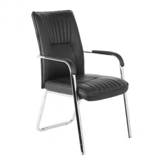 Scaun de birou 4home Essenza, piele, cadru metal, Negru