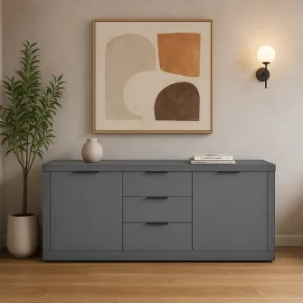 Bufet Doha, Pako World, Gri inchis, 180x45x80 cm