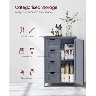 Cabinet, Vasagle, Gri, 55x30x81 cm
