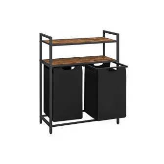 Consola de depozitare Vasagle, 2 cosuri de depozitare, Negru