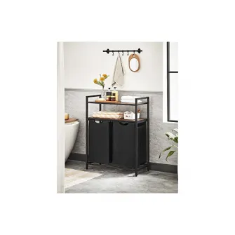Consola de depozitare Vasagle, 2 cosuri de depozitare, Negru
