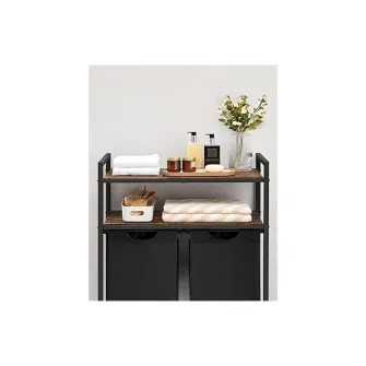 Consola de depozitare Vasagle, 2 cosuri de depozitare, Negru