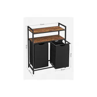 Consola de depozitare Vasagle, 2 cosuri de depozitare, Negru