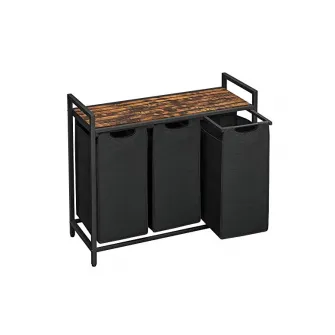Consola de depozitare Vasagle, 3 cosuri de rufe, BLH301B01, Maro Rustic