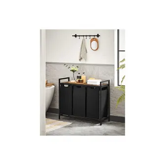 Consola de depozitare Vasagle, 3 cosuri de rufe, BLH301B01, Maro Rustic