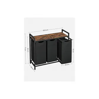 Consola de depozitare Vasagle, 3 cosuri de rufe, BLH301B01, Maro Rustic