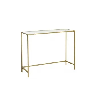 Consola din sticla securizata, Vasagle, 1 raft, 35 x 100 x 80 cm, LGT26G, Auriu