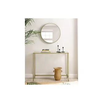 Consola din sticla securizata, Vasagle, 1 raft, 35 x 100 x 80 cm, LGT26G, Auriu