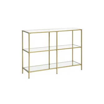 Consola din sticla securizata, Vasagle, 3 rafturi, 100 x 30 x 73, LGT27G, Auriu
