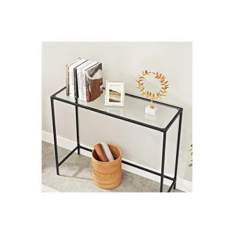 Consola, Vasagle, blat din sticla securizata, LGT026B01, Negru, 35 x 100 x 80 cm