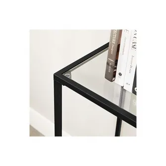 Consola, Vasagle, blat din sticla securizata, LGT026B01, Negru, 35 x 100 x 80 cm
