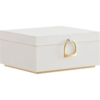 Cutie bijuterii, Songmics, Alb-Auriu, 25.5x22x15.5 cm