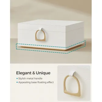 Cutie bijuterii, Songmics, Alb-Auriu, 25.5x22x15.5 cm