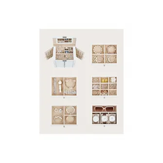 Cutie de bijuterii, Songmics, 10 x 12.6 x 6 cm, Alb