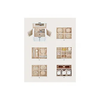 Cutie de bijuterii, Songmics, 10 x 12.6 x 6 cm, Alb