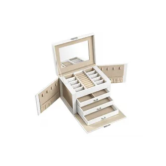 Cutie de bijuterii, Songmics, 17.5 x 22.5 x 16.5 cm, JBC159W01, Alb