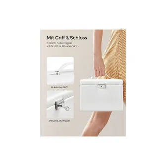 Cutie de bijuterii, Songmics, 17.5 x 22.5 x 16.5 cm, JBC159W01, Alb