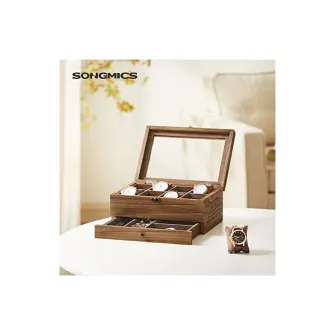Cutie de bijuterii, Songmics, 19 x 27 x 12.5 cm, JOW008K01, Maro