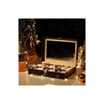 Cutie de ceasuri, Songmics, 20.2 x 30.2 x 7.8 cm, JWB12BK, Gri