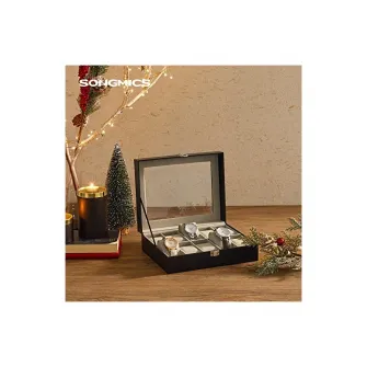 Cutie pentru ceasuri, Songmics, capacitate 20.2 x 25.5 x 7.8 cm, JWB010BK, Gri