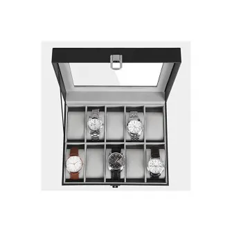 Cutie pentru ceasuri, Songmics, capacitate 20.2 x 25.5 x 7.8 cm, JWB010BK, Gri
