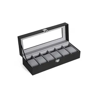 Cutie pentru ceasuri, Songmics, capacitate 6, JWB06BK, Gri