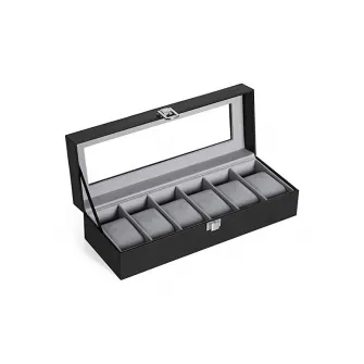 Cutie pentru ceasuri, Songmics, capacitate 6, JWB06BK, Gri