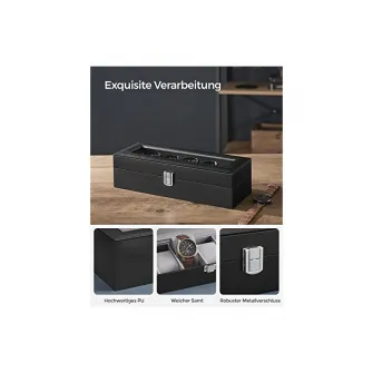 Cutie pentru ceasuri, Songmics, capacitate 6, JWB06BK, Gri