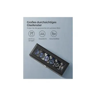 Cutie pentru ceasuri, Songmics, capacitate 6, JWB06BK, Gri
