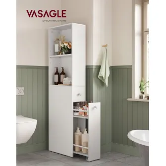 Dulap baie Vasagle Alb 134.4x40x18 cm
