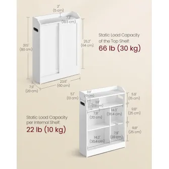 Dulap baie Vasagle Alb 60x20x80 cm