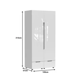 Dulap cu doua usi Afina Pako World Alb 100x57x213 cm